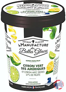 Rappel produit Sorbet plein fruit Citron vert & Citron 460 ml / 300g La Manufacture des Belles Glaces