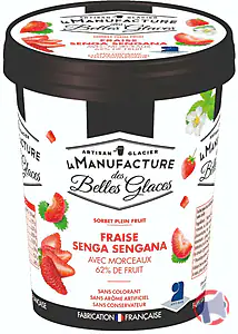 Rappel produit Sorbet plein fruit Fraise 460 ml / 300g La Manufacture des Belles Glaces