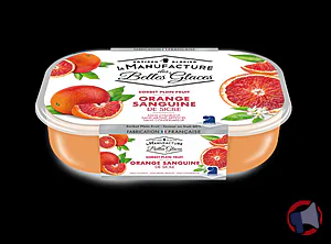 Rappel produit Sorbet plein fruit Orange sanguine 750 ml / 487,5g La Manufacture des Belles Glaces