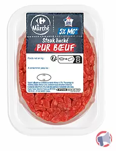 Rappel produit STEAK HACHE PUR BOEUF 5%MG LE MARCHE CARREFOUR