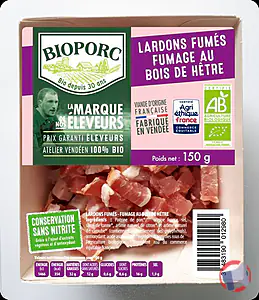 Rappel produit Lardons fumés - fumage au bois de hêtre La Marque de nos Eleveurs - Bioporc