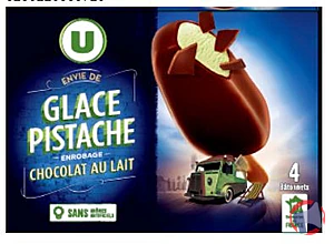 Rappel produit Bâtonnets envie de glace pistache U MARQUE U