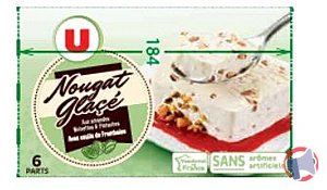 Rappel produit Nougat glacé avec sachet de coulis framboise U MARQUE U