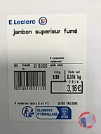 Rappel produit Jambon blanc supérieur fumé MDD (photo numéro 1)