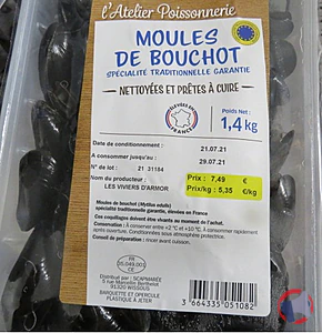Rappel produit MOULE BOUCHOT ATELIER EL/FR 1.4K MDD L'ATELIER POISSONNERIE