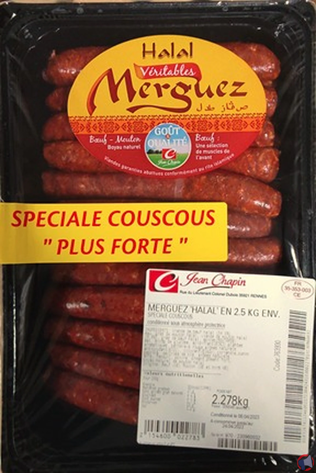 Rappel de produit : Merguez Halal Couscous de la marque Metro France pour risque de salmonelle