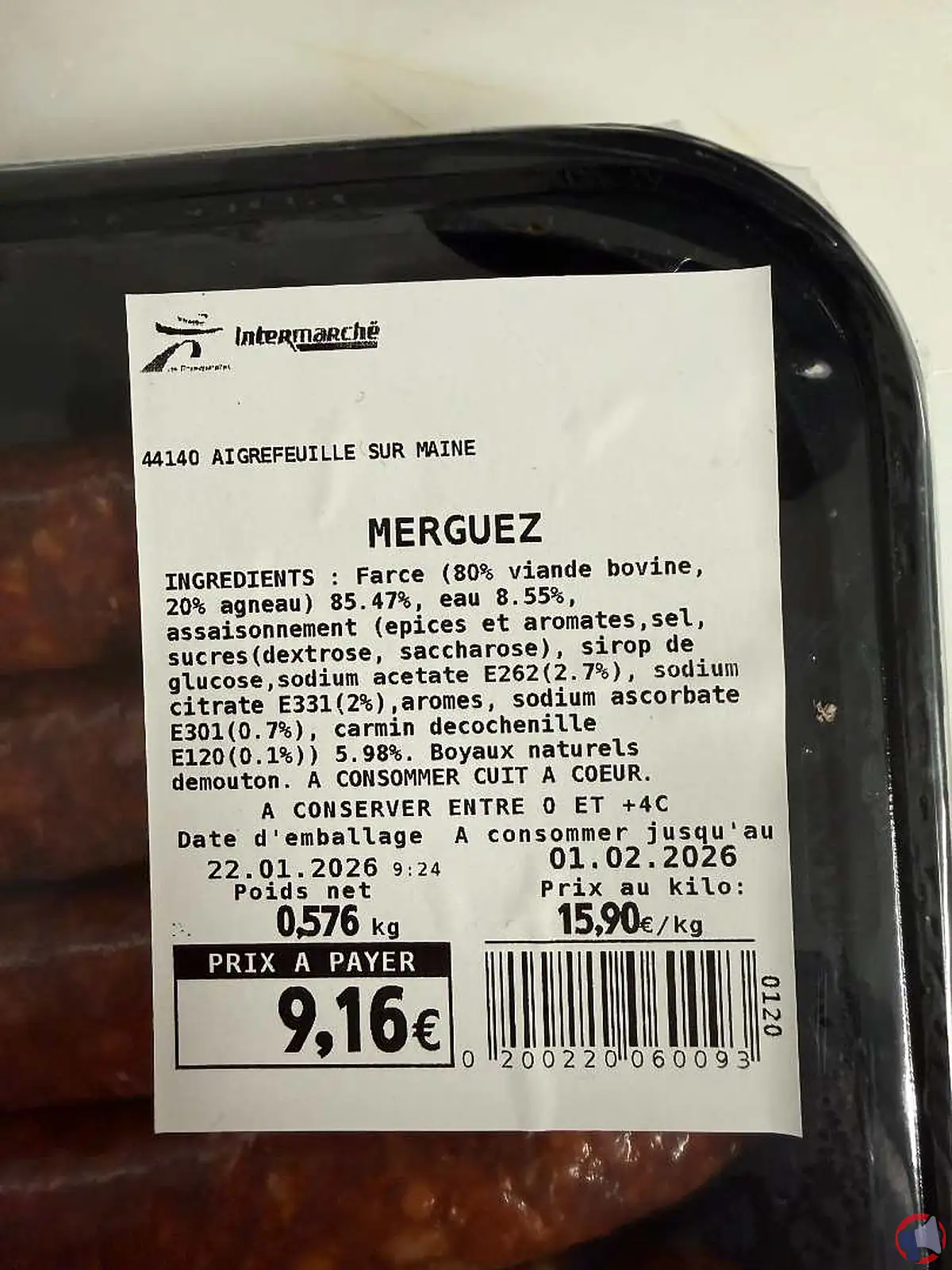 Rappel : Merguez vendu au rayon Tradition Merguez – vigilance requise