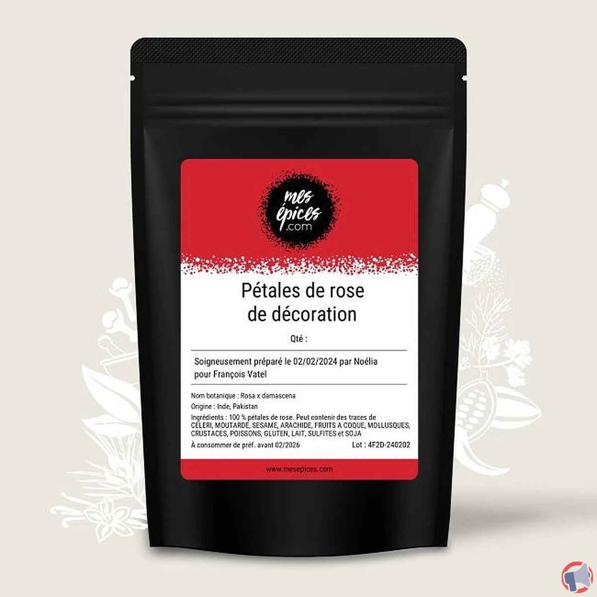 Rappel de pétales de rose de décoration MesEpices.com : présence de pesticide interdit