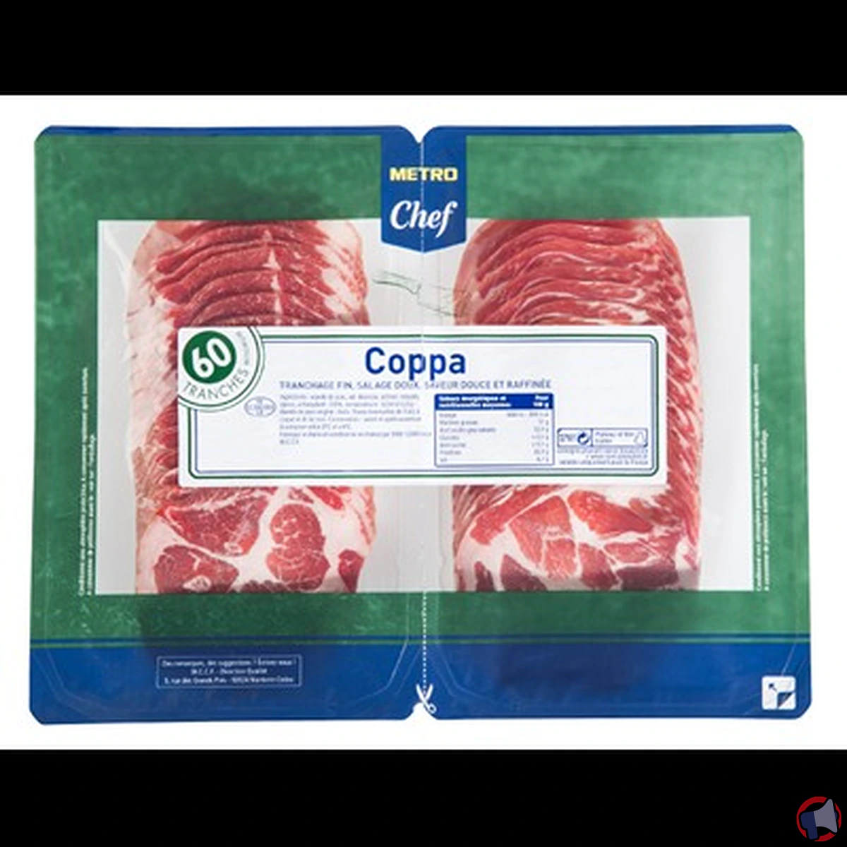 Rappel produit Metro Chef Coppa: 60 tranches (2x250 g) – risque d’allergènes et contamination possible