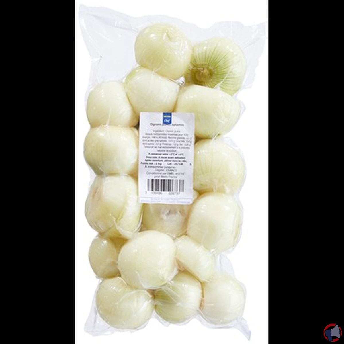 Rappel produit : oignons jaunes épluchés métro chef (2 kg)