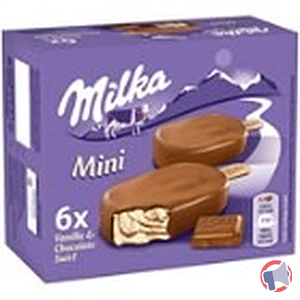 Rappel produit 6 mini batonnets de glace vanille et chocolat, Milka MILKA