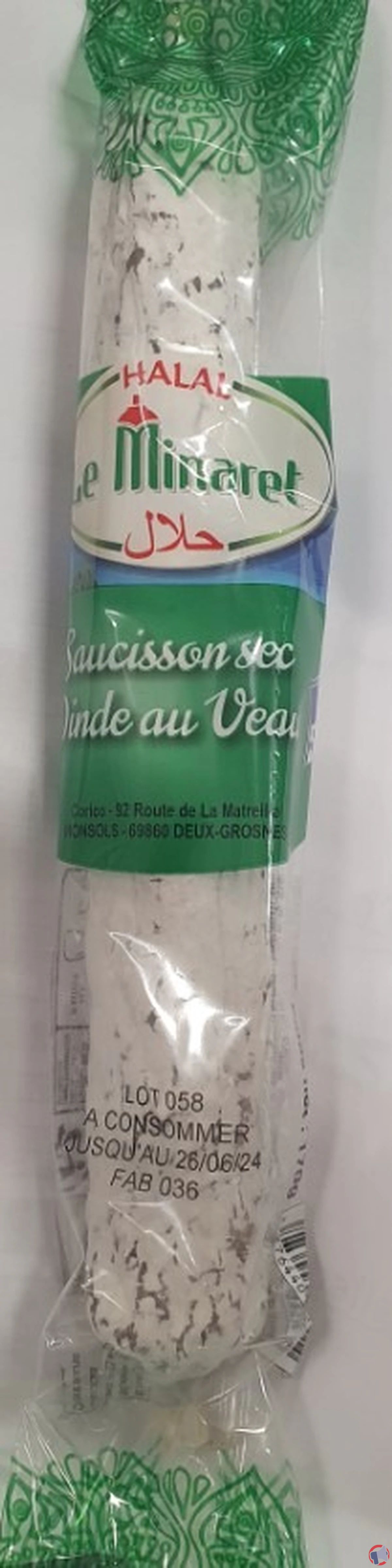 Rappel de produit : saucisson sec de dinde au veau Le Minaret