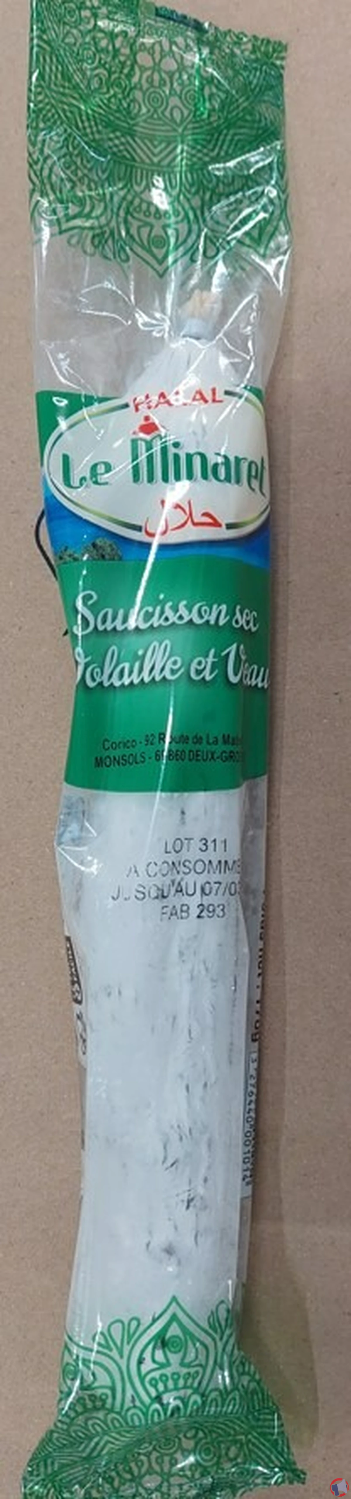 Rappel du saucisson sec volaille veau de Minaret : précautions et informations