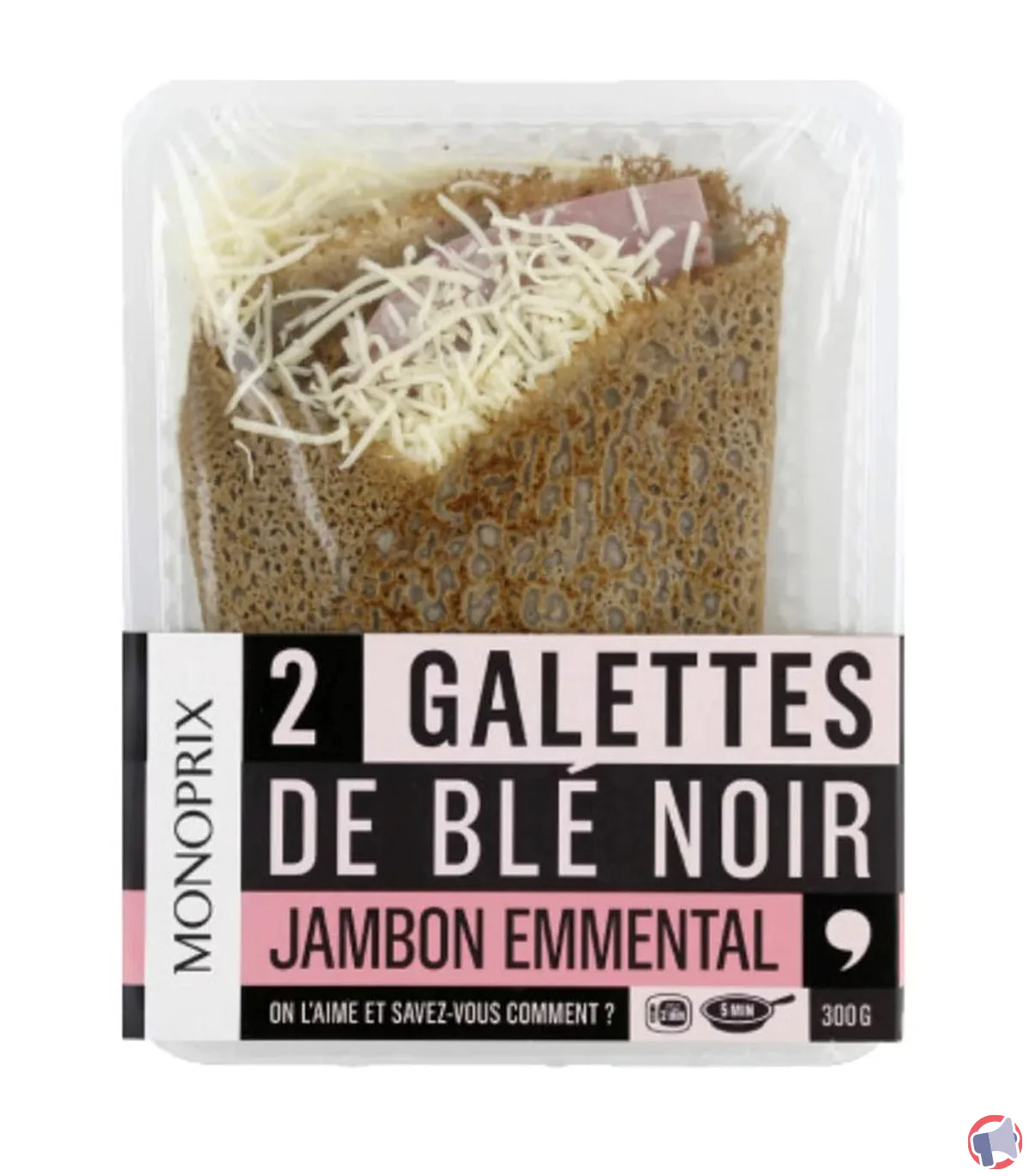 Rappel de produit : 2 Galettes de Blé Noir Jambon Emmental 300G de Monoprix