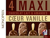 Rappel produit 4 Bâtonnets Vanille/Chocolat au Lait/Amande 440mL MONOPRIX (photo numéro 1)