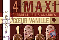 Rappel produit MONOPRIX 4 maxi bâtonnets chocolat lait & amandes cœur vanille 314g / 440ml MONOPRIX