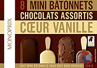 Rappel produit 8 Mini bâtonnets Vanille/Chocolat 360mL MONOPRIX (photo numéro 1)