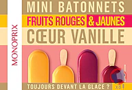 Rappel produit MONOPRIX 8 Mini bâtonnets Vanille/Fruits 360mL 264g