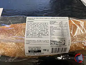 Rappel produit La Baguette Jambon Emmental MONOPRIX