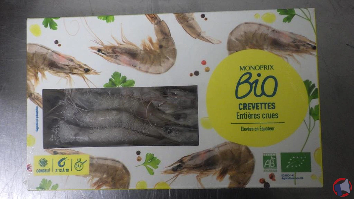 Rappel de crevettes entières crues congelées Monoprix BIO : présence de Vibrio vulnificus