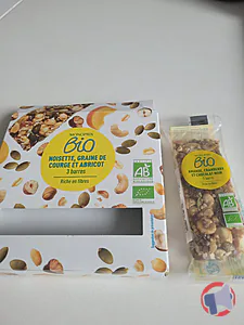 Rappel produit NOISETTE, GRAINES DE COURGE ET ABRICOT 3 barres MONOPRIX BIO