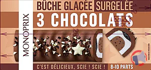 Rappel produit Bûche glacée 3 chocolats 534,1g / 1L MONOPRIX MONOPRIX