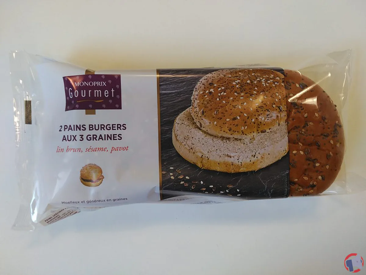 Rappel produit : 2 pains burgers aux 3 graines Monoprix Gourmet