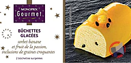 Rappel produit Buchettes glacée sorbet banane et fruit de la passion inclusions graines croquantes Monoprix Gourmet (photo numéro 1)