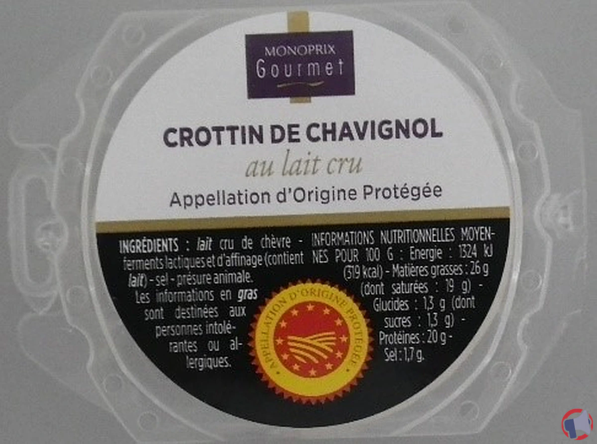 Rappel produit : crottin de Chavignol AOP 60g Monoprix Gourmet