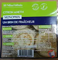 Rappel produit MINI BLINIS CITRON ANETH MONOPRIX (photo numéro 1)