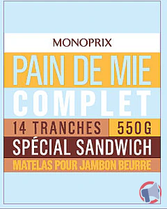 Rappel produit Pain de mie complet 550g - Monoprix MONOPRIX
