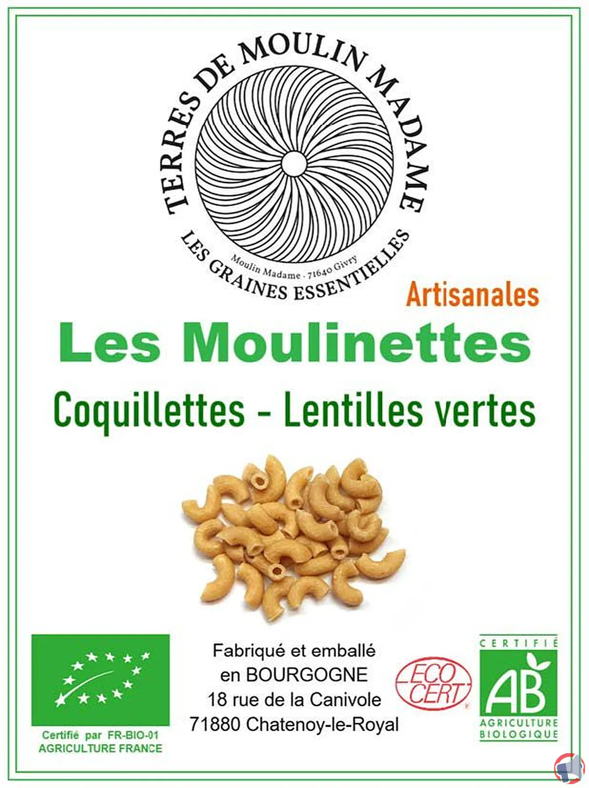Rappel : moulinettes coquillettes lentilles vertes (produit alimentaire) – risques et conduite à tenir