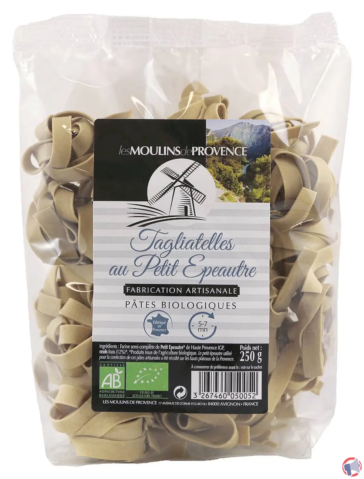 Rappel sécurité : tagliatelles au petit épeautre des moulins de provence – risque allergique lié aux traces de mollusque