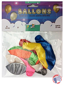 Rappel produit Ballons à gonfler - sachet de 8 couleurs assorties métallisées MTC