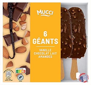 Rappel produit 6 GÉANTS - VANILLE CHOCOLAT LAIT AMANDES 513g MUCCI