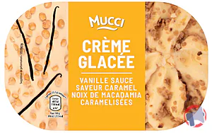 Rappel produit BAC DE GLACE PREMIUM 900mL - VANILLE MACADAMIA, MENTHE, CITRON, CARAMEL MUCCI