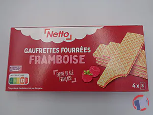 Rappel produit Gaufrettes avec 66,3% de fourrage aux framboises, aromatisées NETTO