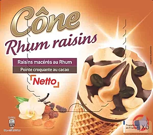 Rappel produit NETTO CONE 6x120mL RHUM RAISIN NETTO