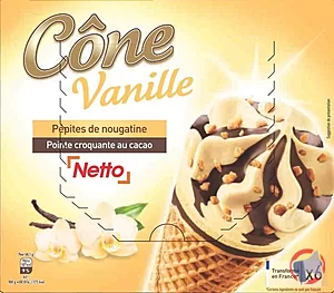 Rappel produit NETTO CONE 6x120mL VANILLE NETTO