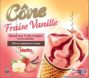 Rappel produit NETTO CONE 6x120mL VANILLE FRAISE NETTO