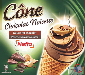 Rappel produit NETTO CONE GOURMAND 6x110mL CHOCOLAT NOISETTE NETTO
