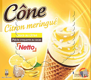 Rappel produit NETTO CONE GOURMAND 6x110mL CITRON MERINGUE NETTO