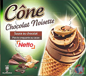 Rappel produit NETTO CONE GOURMAND CHOCOLAT NOISETTE 6x110mL NETTO