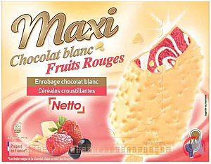 Rappel produit NETTO MAXI BATONNET CHOCOLAT BLANC - FRUITS ROUGES NETTO