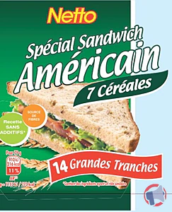 Rappel produit Pain sandwich américain 7 céréales NETTO