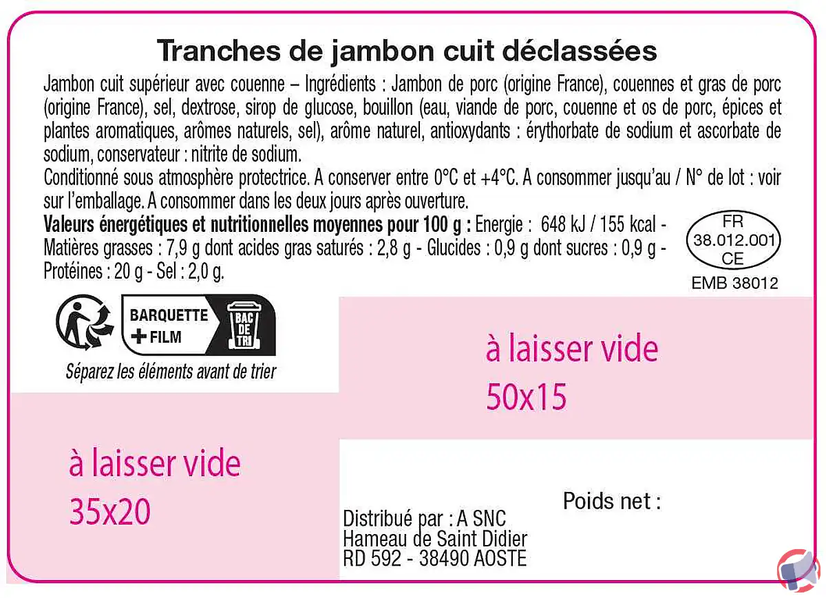 Rappel du produit : neutre pt jbon cuit sup – informations et précautions
