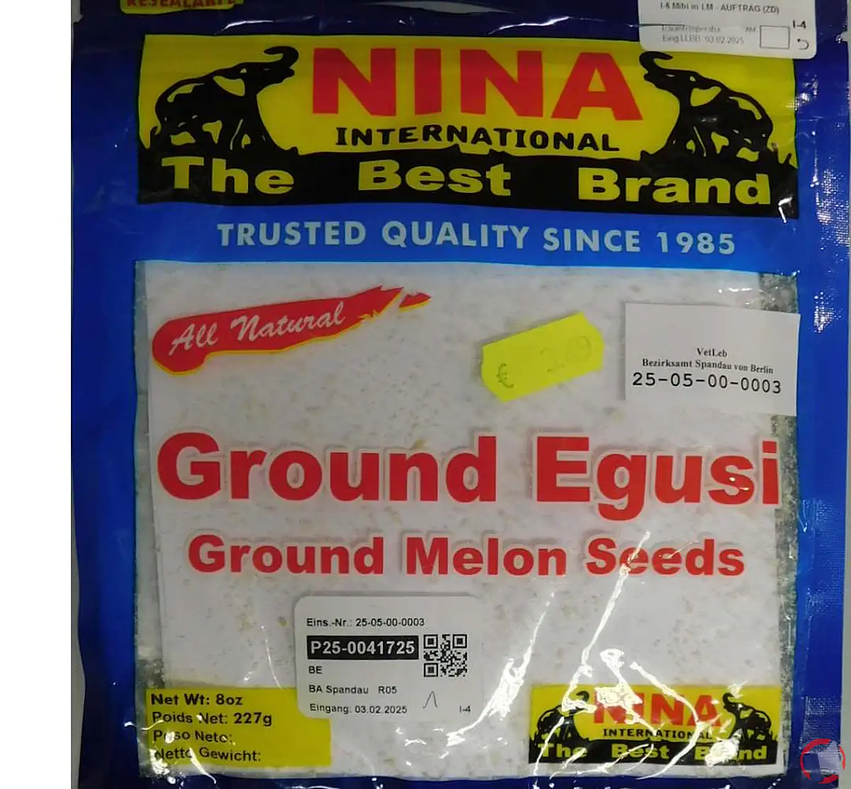 Rappel de produit : Egusi moulu de NINA International pour risque de contamination