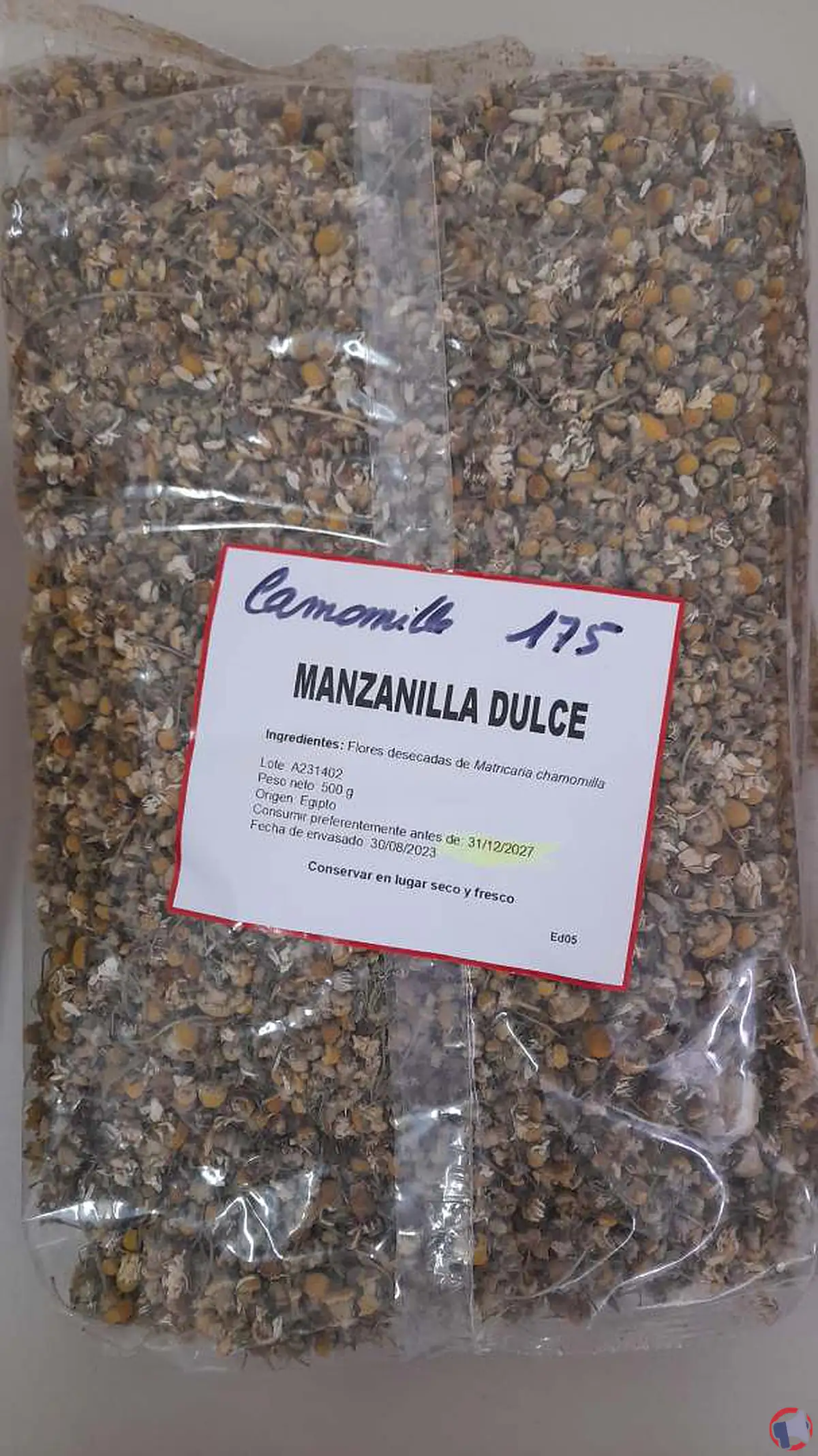 Rappel de produit : Camomille douce 500g pour présence de résidus de pesticides