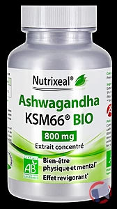 Rappel produit Ashwagandha BIO KSM-66 800 mg Nutrixeal