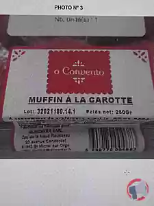 Rappel produit MUFFIN A LA CAROTTE O CONVENTO